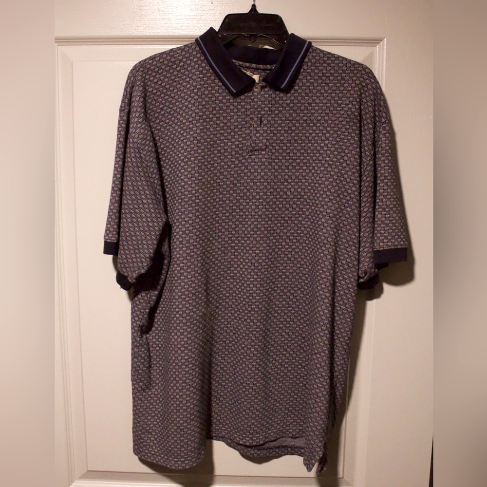 M.E. Sport Blue and Gray Knit Golf Polo